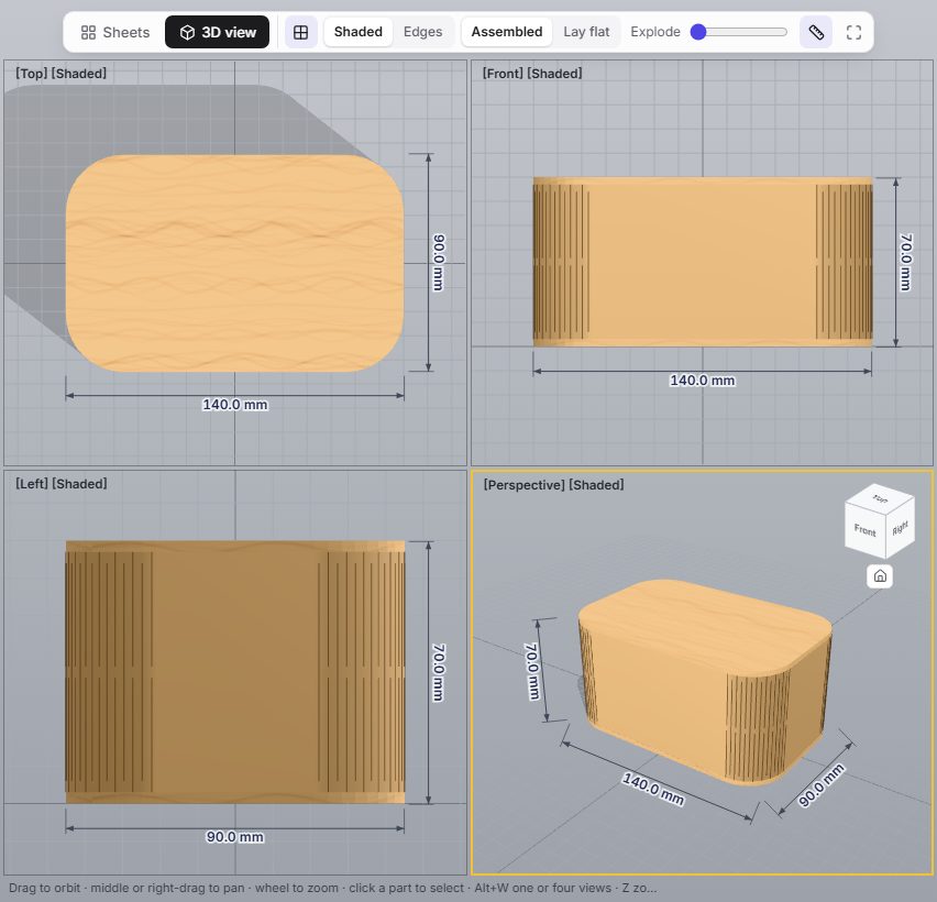 The 3D view of a Hinge Box